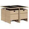 vidaXL 9 Piece Patio Dining Set with Cushions - Beige Poly Rattan/Tempered Glass Table for Garden, Backyard, Patio - 3 of 4