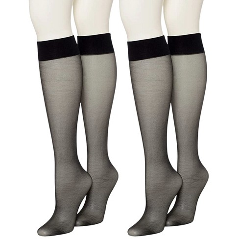 Women's Patterned Sheer Fashion Knee Highs - A New Day™ Black One Size Fits  Most : Target