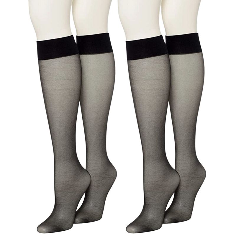 LECHERY Women's Matte Silky Sheer 20 Denier Knee-Highs (2 Pairs), 1 of 5