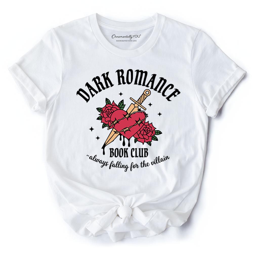 Dark Romance Book Club T-Shirt, Vintage Gothic Romantasy Bookish Tee White L