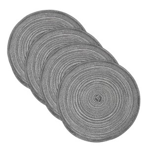 Unique Bargains Woven Braided Washable Decorative Round Placemat 4 Pcs - 1 of 4