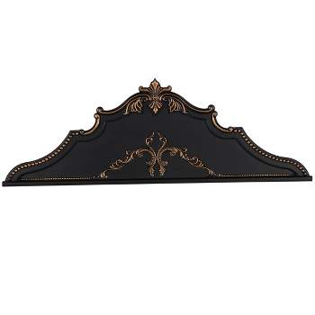 Olivia & May 16"x47" Wooden Scroll Beaded Wall Decor with Bronze Accents Black