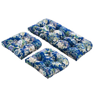 Outdoor Chair Cushions,3 Piece Loveseat Outdoor Cushions Set,Tufted/Wicker Patio Cushion for Patio Furniture All Weather,44“x19 x5,Floral