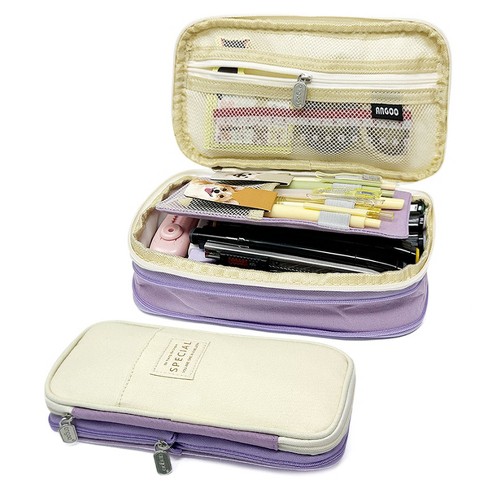 Wrapables Large Capacity Pencil Case, Expandable Pencil Pouch for Stationery Tools, Lavender - image 1 of 4