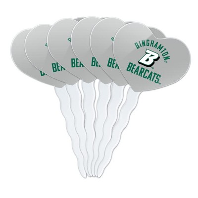 Binghamton Bearcats Heart Love Cupcake Picks Toppers Decoration Set of 6