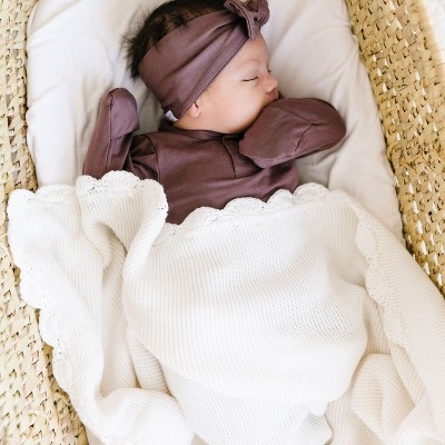 Makemake Organics Organic Cotton Scalloped Baby Blanket - Ivory