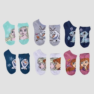 Girls' Frozen 6pk No Show Socks - Blue/Gray