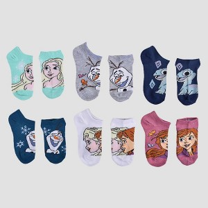 Girls' Frozen 6pk No Show Socks - Blue/Gray - 1 of 3