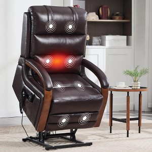 FONTOI Accent Chair with Side Pockets, Recliner Chair with Comfortable Back&Wood Armrests, Dark Brown, 36.23"*42.52"*29.53" - 1 of 4