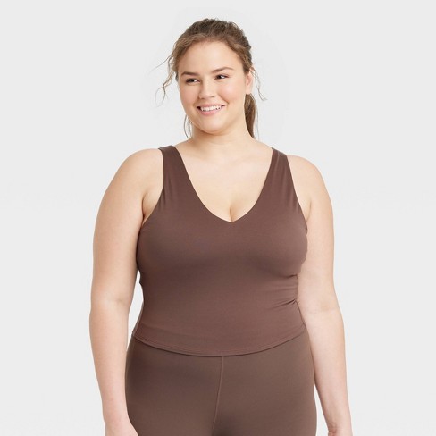 Women's Light Support V-neck Crop Sports Bra - All In Motion™ Espresso 3x :  Target