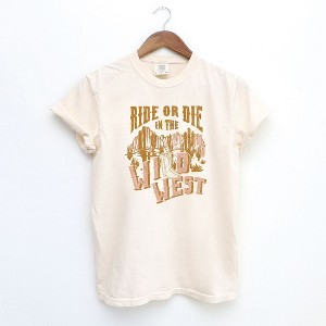 Simply Sage Market Women's Ride Or Die Wild West Short Sleeve Garment Dyed Tee - 1 of 2