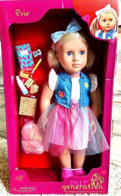 Our Generation Evie 18 School Doll In Rainbow Skirt With Backpack Accessories Set Target