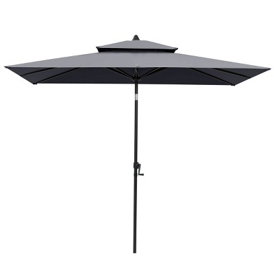 Pellebant 10 x 6.5 FT Rectangular Double Top Patio Market Umbrella with Tilt & Crank