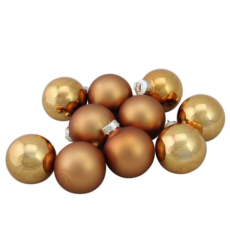 Northlight 10pc Shiny and Matte Glass Ball Christmas Ornament Set 1.75" - Copper, 1 of 2