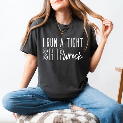 Simply Sage Market I Run A Tight Shipwreck Garment Dyed Tee - L - Pepper