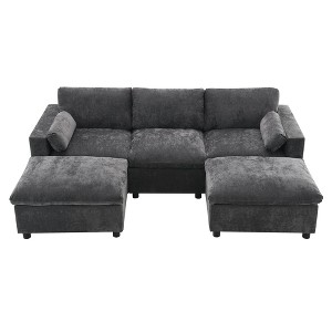 NicBex Modern 86.5" Chenille Sectional Sofa Modular U Shape Sofa Couch with 2 Ottomans for Living Room Apartment, Dark Gray - 1 of 4