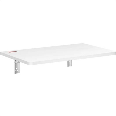 Wikineon Wall Mounted Folding Table, Wall Mount Drop Leaf Tables, Wooden Floating Desk For Dining, Laundry Room, Office