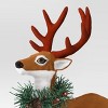 Flocked Standing Deer with Faux Greenery Christmas Animal Figurine - Wondershop™ Brown - 3 of 3