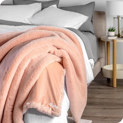 Blush Faux Fur Fleece Throw Blanket for Toddlers and Babies