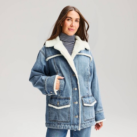 Женское пальто Universal Thread Denim Shearling Ranch, цвет: Джинсовый