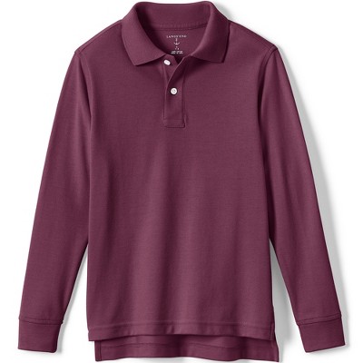 Lands' End School Uniform Kids Long Sleeve Mesh Polo Shirt