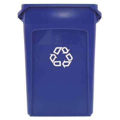 Rubbermaid Commercial Slim Jim Recycling Container w/Venting Channels Plastic 23gal Blue 354007BE