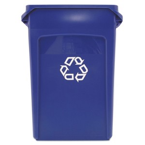 Rubbermaid Commercial Slim Jim Recycling Container w/Venting Channels Plastic 23gal Blue 354007BE - 1 of 3