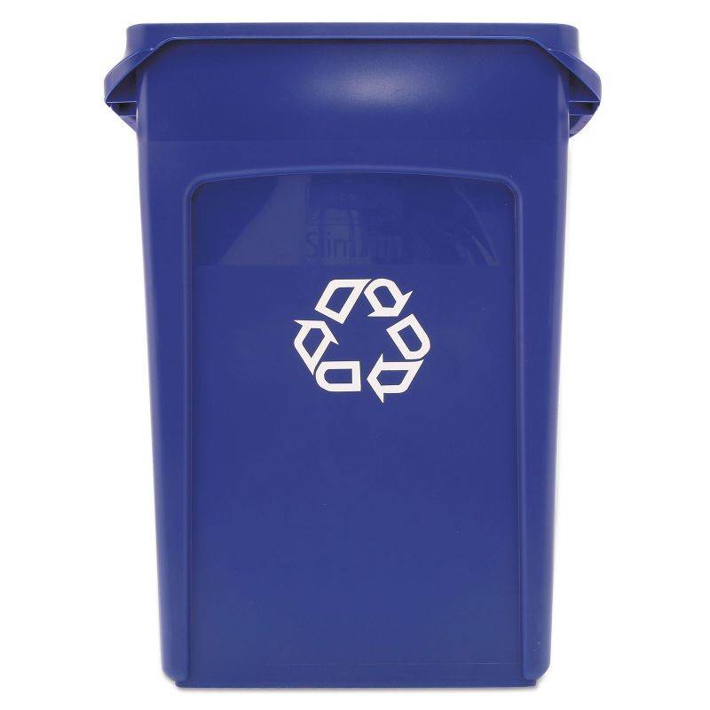 Rubbermaid Commercial Slim Jim Recycling Container w/Venting Channels Plastic 23gal Blue 354007BE, 1 of 4