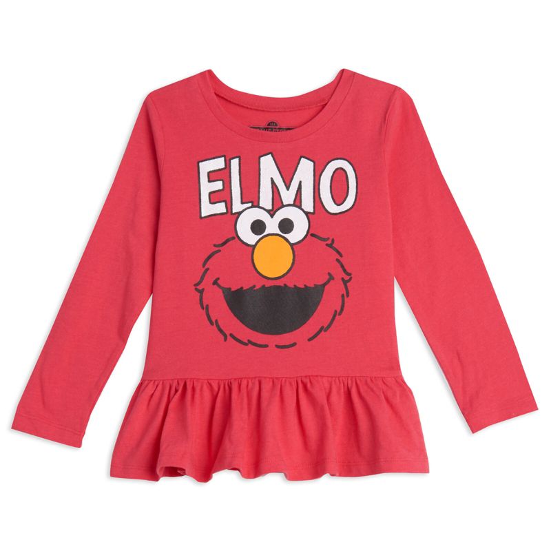 Sesame Street Elmo Baby Girls 2 Pack Peplum Long Sleeve T-Shirts Infant, 4 of 9