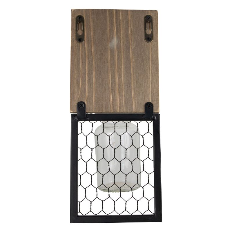 Rustic Wood and Chicken Wire Wall Mount Beer Bottle Opener with Glass Basket - Foreside Home & Garden, 2 of 8