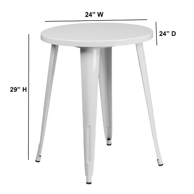 White Metal 24-Inch Round Indoor-Outdoor Dining Table