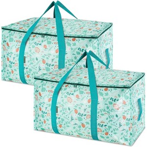 2-Pack Oversized Moving Bags with Reinforced Handles, Heavy-Duty Storage Tote for Clothes, Moving Supplies (Light Green) - 1 of 1