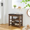 Natural Rubberwood Long Shoe Bench with Concealed Storage – Nordic Style Entryway Organizer - 2 of 4