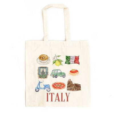 City Creek Prints Italy Travel Collage Canvas Tote Bag - 15x16 - Natural