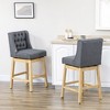 Vatros Counter Height Bar Stools Set of 2, 30" Seat Height Upholstered Barstools, Swivel Bar Stool, Gray Natural - 2 of 4