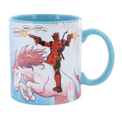 Silver Buffalo Marvel Deadpool and Unicorn "Best Mug Ever" Ceramic Mug | Holds 20 Ounces