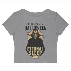 Rerun Island Women Halloween Eternal Sleep Shirt Dracula Short Sleeve Graphic Cotton Baby Tee - 1 of 4