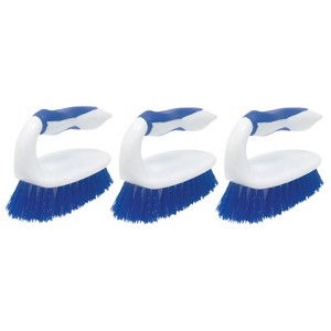 Lola Products Iron Shaped Handled Scrub Brush, Ergonomic Handle, No Slip Grip, Fiber Bristles, Heavy Duty Tile & Floor Cleaner, 3 Pack - 1 of 4