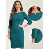 INSPIRE CHIC Women's 3/4 Sleeve Split Neck Wear to Work Business Sheath Dresses - 2 of 4