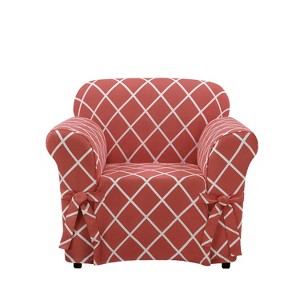 Lattice Chair Slipcover Coral - Sure Fit, Pink