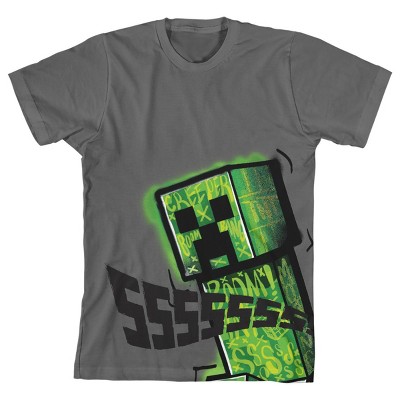 Minecraft Creeper Ssssssss Youth Boy’s Charcoal T-Shirt