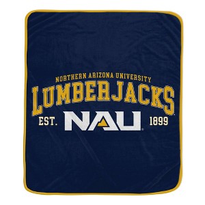 NCAA Northern Arizona Lumberjacks Vintage Arch Block Flannel Fleece Blanket: Sports Team Logo Throw - 1 of 1