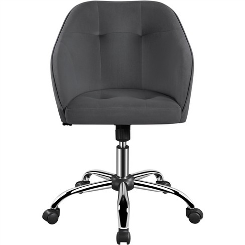 Yaheetech Modern Velvet Desk Chair Soft Height-Adjustable 360°Swivel  Computer Chair, Dark Gray