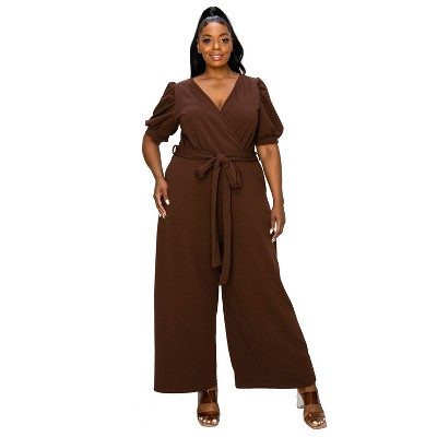 L I V D Women's Iris Surplice Belted Pocket Jumpsuit