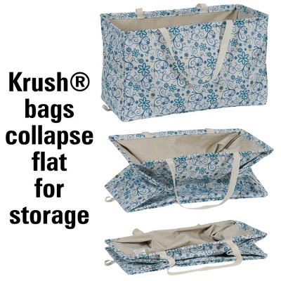 Blue Floral Canvas Utility Tote with Vinyl Lining