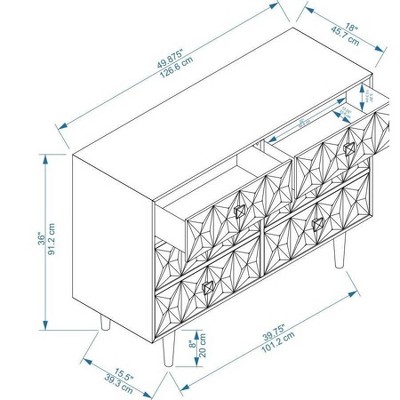 Geo Textured Glam Gray Dresser with Gold Accents and Deep Drawers