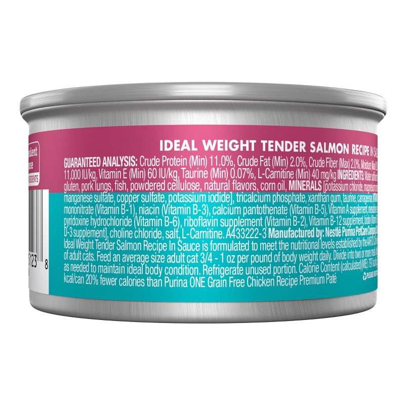 Purina ONE Natural Weight Control Salmon, Seafood and Fish Flavor Wet Cat Food - 3 oz, 4 of 7