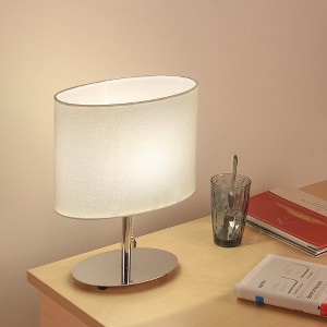 Oumilen Oval Minimalist Fabric Shade Desk Lamp White - 1 of 1