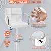 FDW Bar Stools Set of 2 Adjustable Height with Armrests PU Leather Seat & Chrome Base Bar Chairs Pub Stools for Home and Commercial Use - 3 of 4
