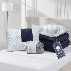 Nestl Comforter Set, 9 Piece Pinch Pleated Bedding Set, Bed in a Bag, All season Bed Set with Cooling Pillows - 1 of 4